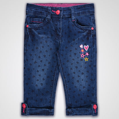 Girls 3/4th Embroidered Jeans
