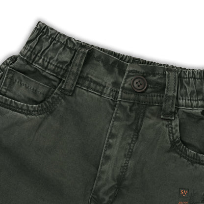 Boys Elastic Waist Cargo Denim Trouser