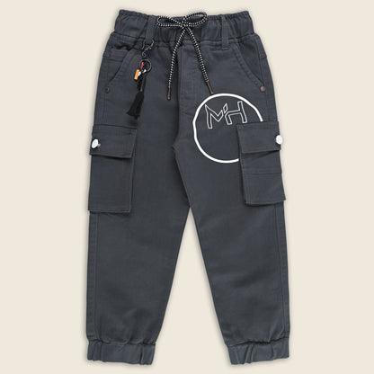 Boys Cotton Cargo Printed Trouser With Belt Accessories