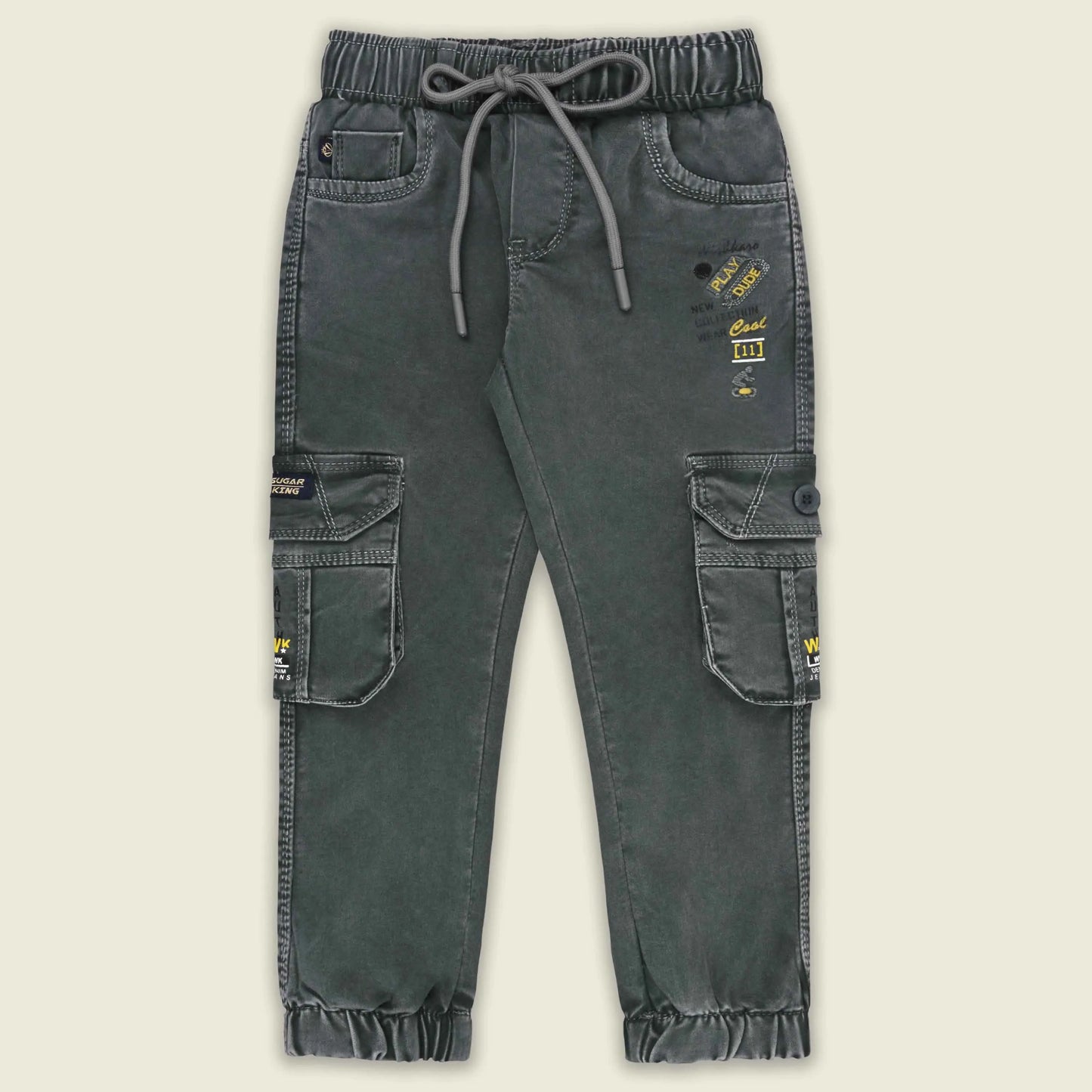 Boys Denim Cargo Jogger Jeans with Side Pockets