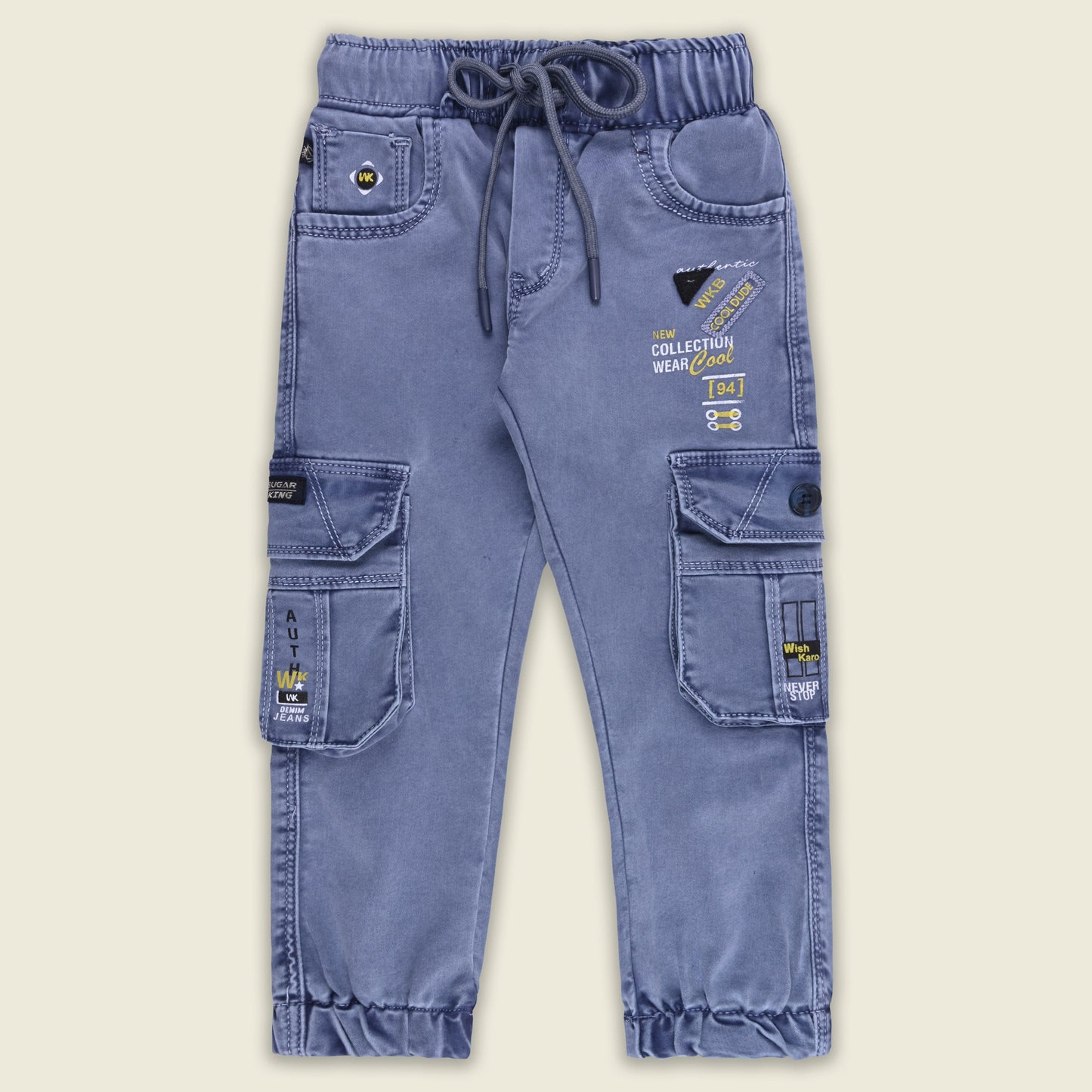 Boys Denim Cargo Jogger Jeans with Side Pockets