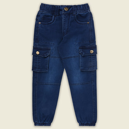 Boys Cotton Denim Cargo Jeans â€“ Stretchable Pants
