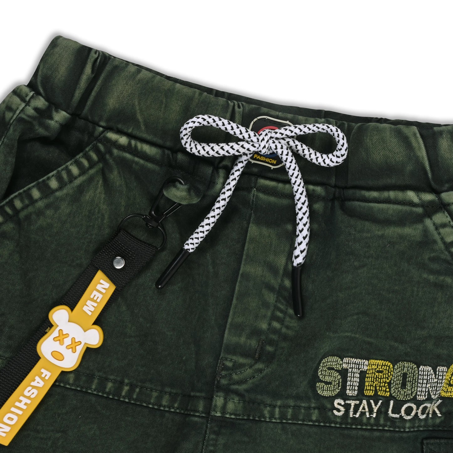 Boys Denim Cargo Jogger Pants with Drawstring