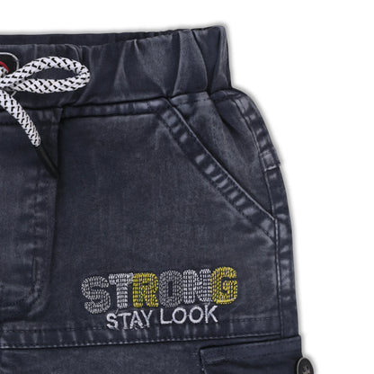 Boys Denim Cargo Jogger Pants with Drawstring