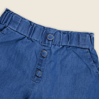 Girls High Waist Denim Joggers 