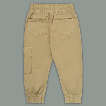 Boys Cotton Denim Cargo Jogger Pant with Pockets & Drawstring Waist