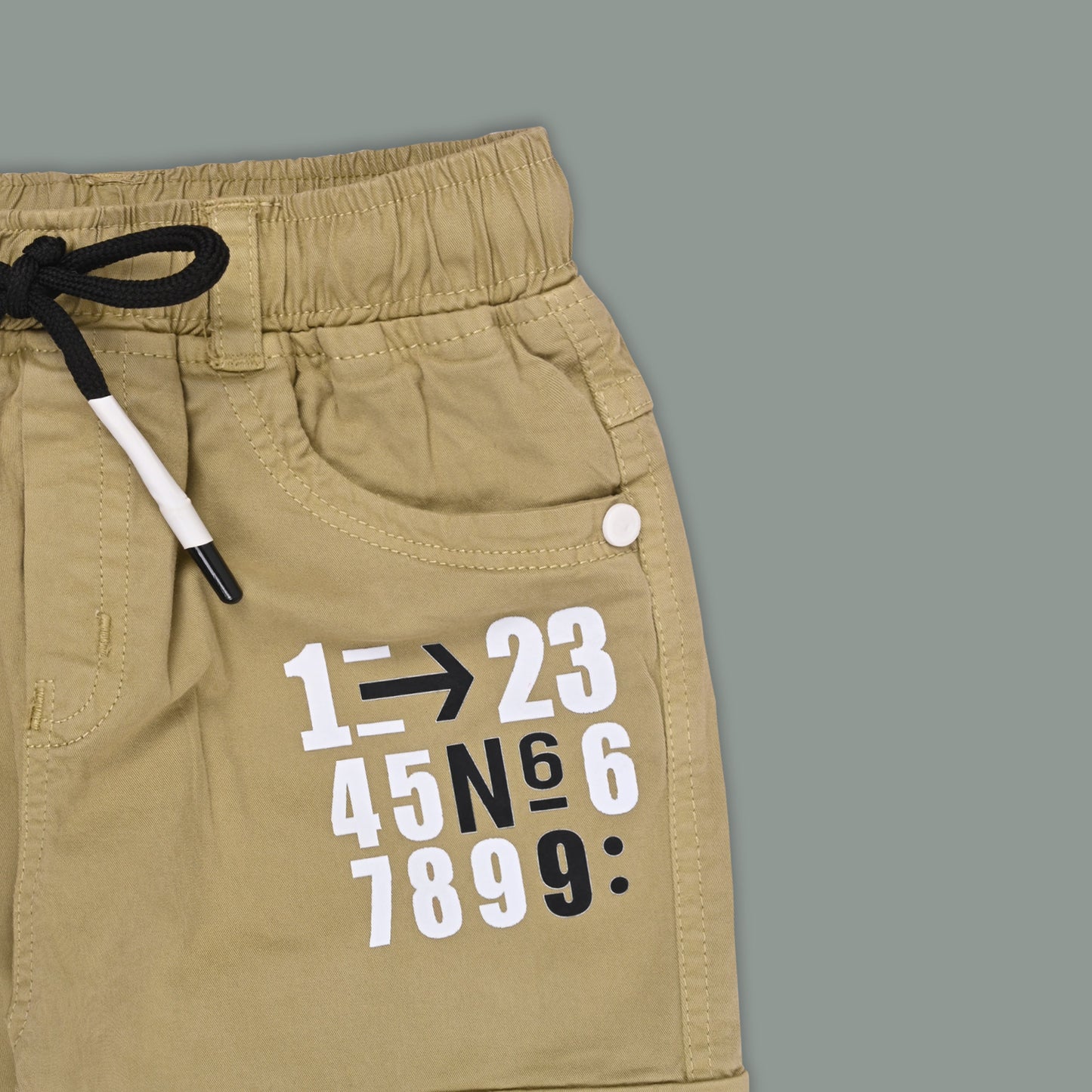 Boys Cotton Denim Cargo Jogger Pant with Pockets & Drawstring Waist