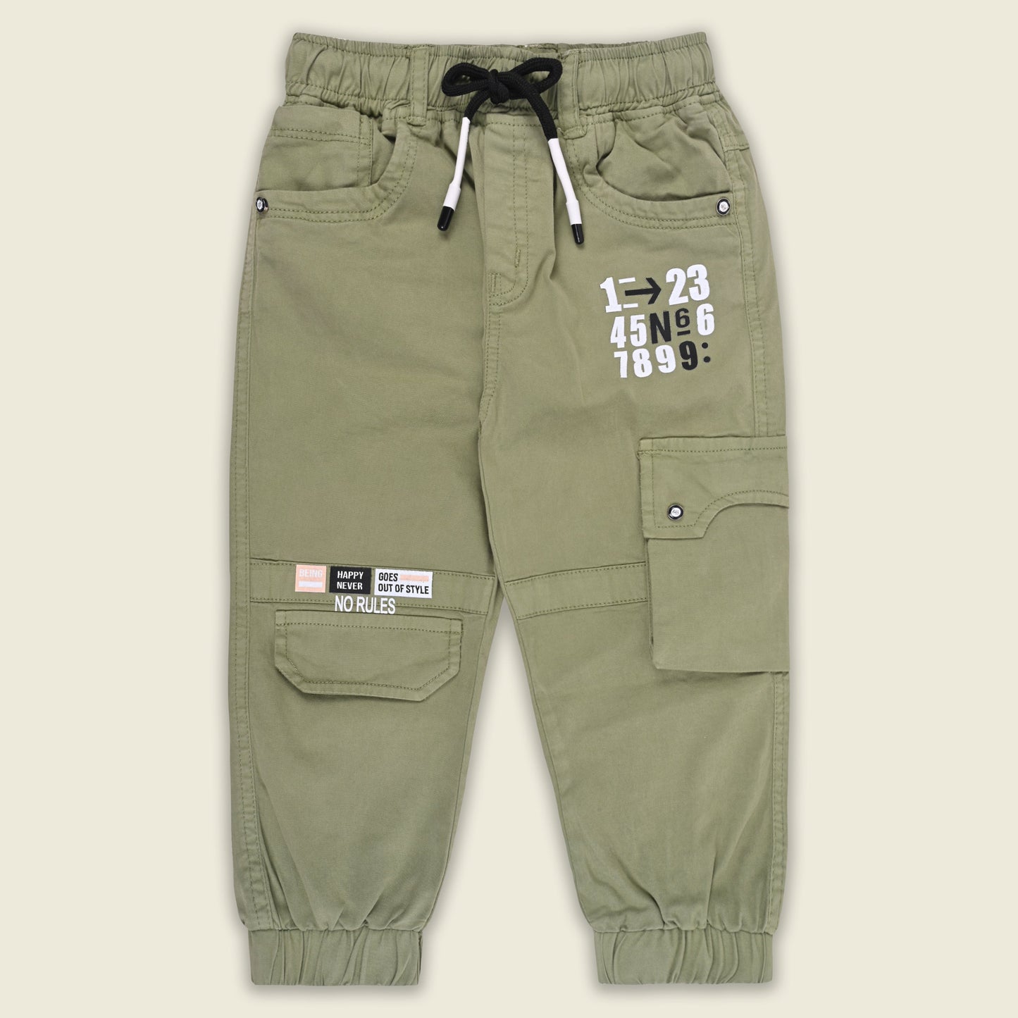 Boys Cotton Denim Cargo Joggers â€“ Printed Pants
