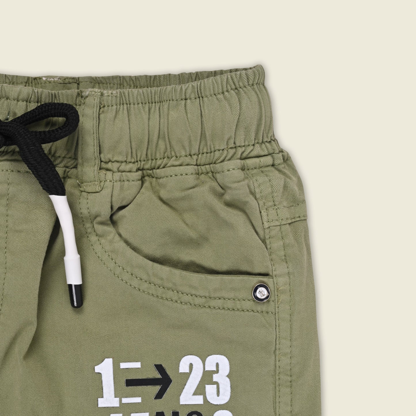 Boys Cotton Denim Cargo Jogger Pant with Pockets & Drawstring Waist