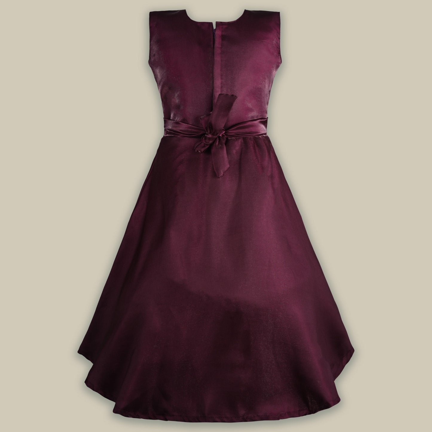 Girls Solid Fit and Flare Long Frock Dress