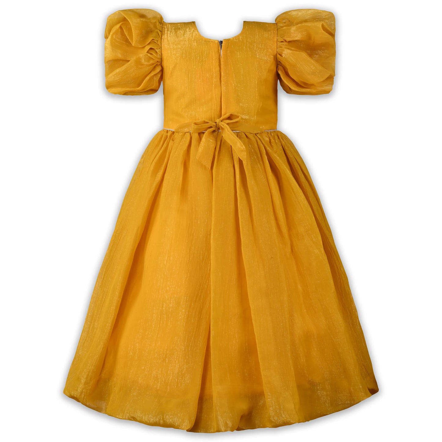 Girls Chiffon Party Dress with Embroidery & Floral Waist Detail | Elegant Kids Festive Wear
