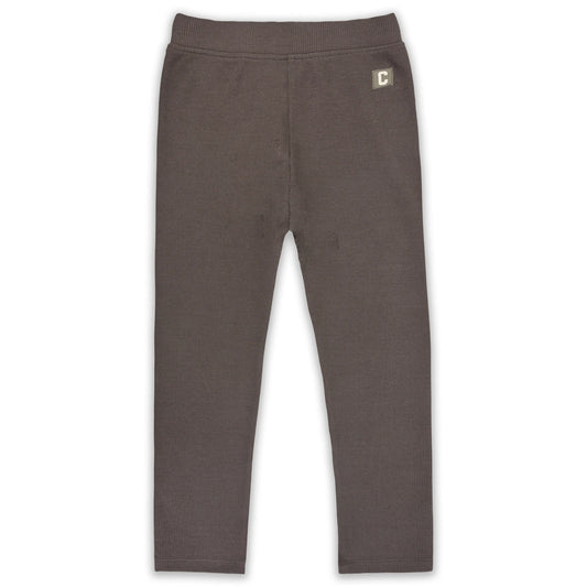 Kids Solid Ribbed Cotton Leggings – Brown | Soft & Stretchable Everyday Wear