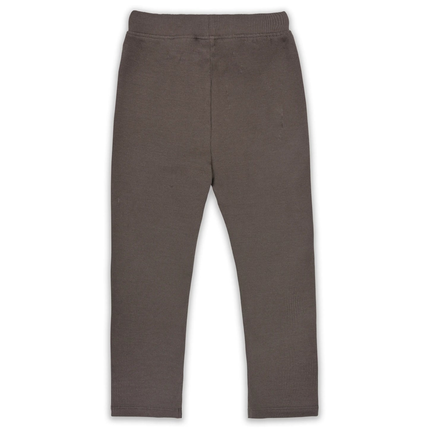 Kids Solid Ribbed Cotton Leggings – Brown | Soft & Stretchable Everyday Wear