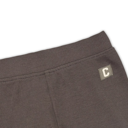 Kids Solid Ribbed Cotton Leggings – Brown | Soft & Stretchable Everyday Wear