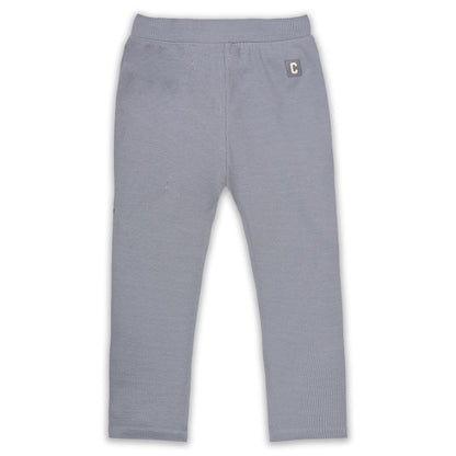 Kids Solid Ribbed Cotton Leggings – Light Grey | Soft & Stretchable Everyday Wear