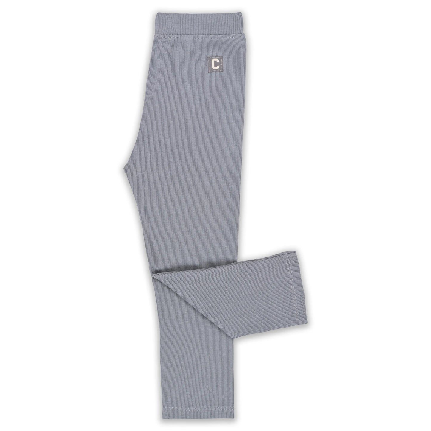 Kids Solid Ribbed Cotton Leggings – Light Grey | Soft & Stretchable Everyday Wear