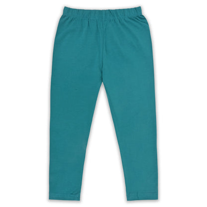 Kids Solid Cotton Leggings – Teal Green | Soft & Stretchable Everyday Wear