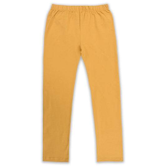 Kids Solid Cotton Leggings – Mustard Yellow | Soft & Stretchable Everyday Wear