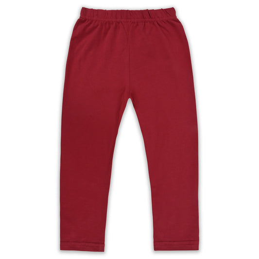 Kids Solid Cotton Leggings – Red | Soft & Stretchable Everyday Wear