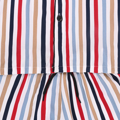Boys Multicolor Striped Co-ord Set – Soft Rayon Shirt & Pant Set