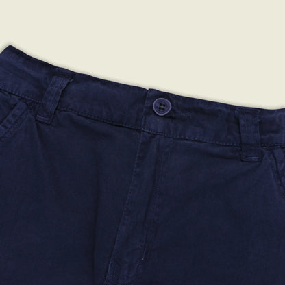 Boys Cotton Denim Cargo Shorts with Button Closure & Utility Pockets