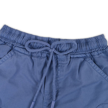 Boys Cotton Denim Cargo Shorts with Drawstring Waist