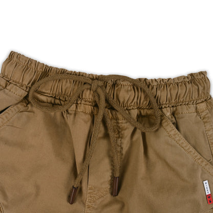Boys Cotton Denim Cargo Shorts with Drawstring Waist