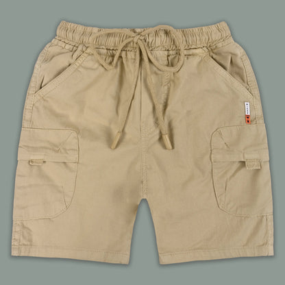 Boys Cotton Denim Cargo Shorts with Drawstring Waist