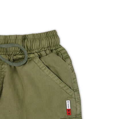 Boys Cotton Denim Cargo Shorts with Drawstring Waist