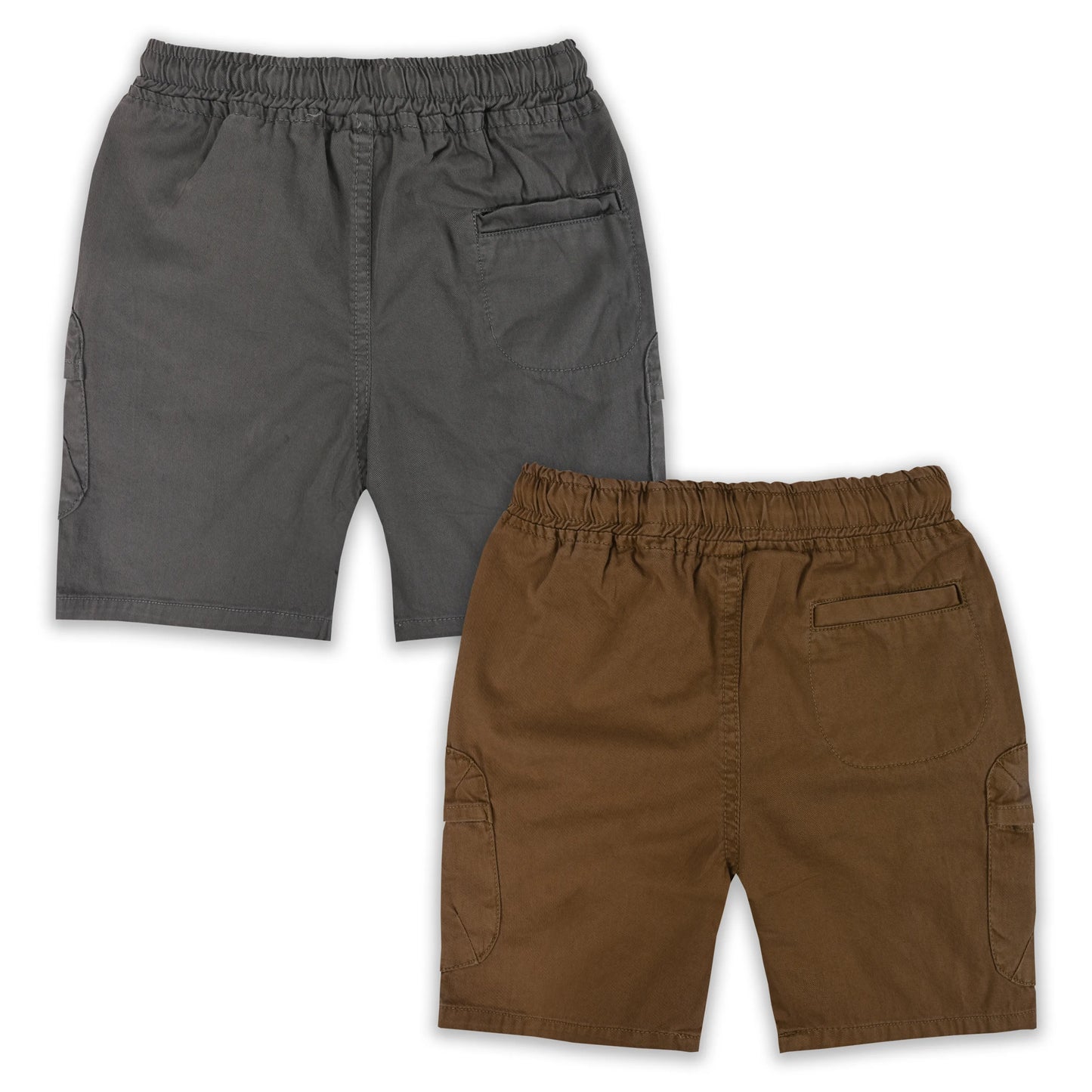 Boys Cotton Cargo Shorts Pack of 2 with Drawstring Waist | Casual Kids Summer Wear