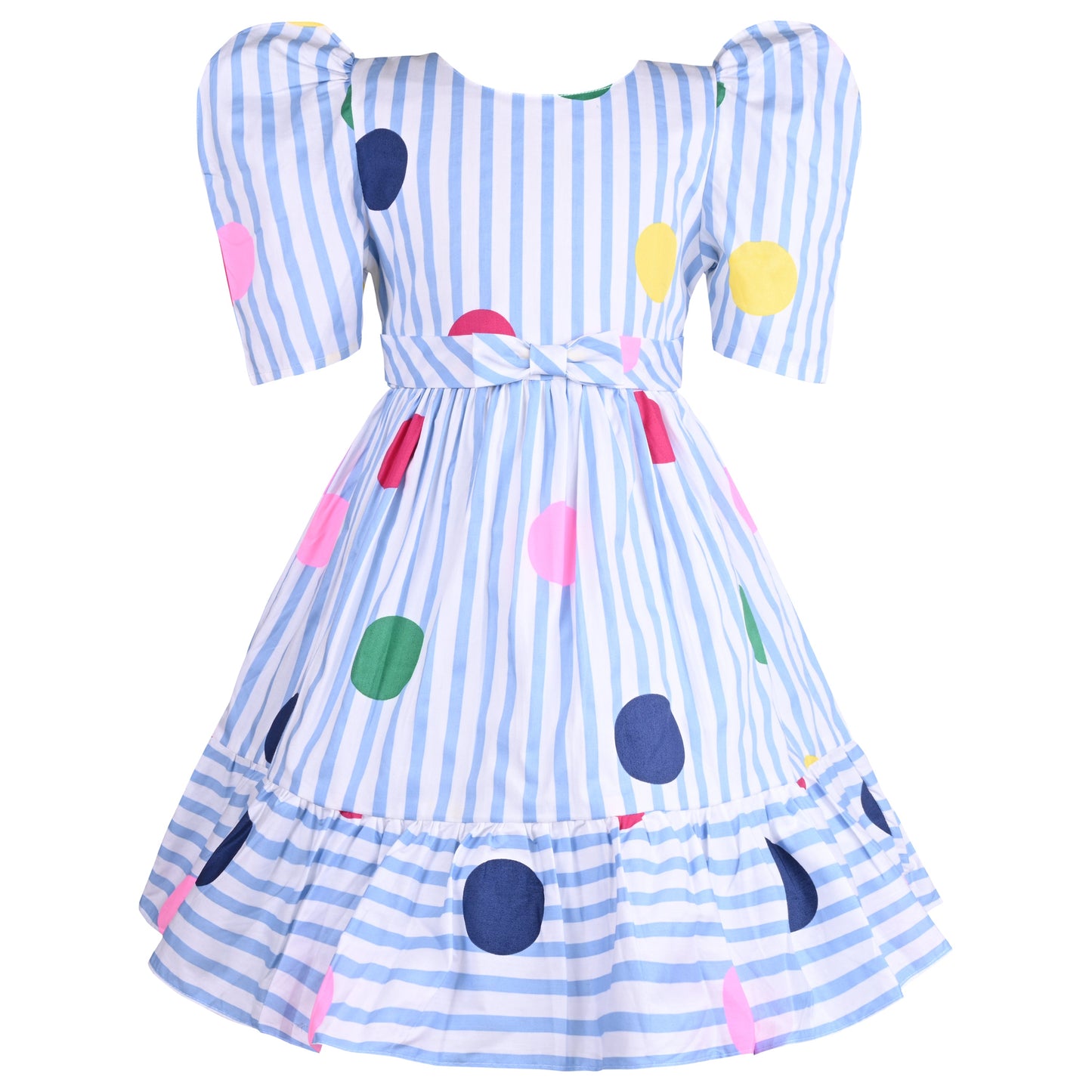 Girls Striped Fit and Flare Frock Dress