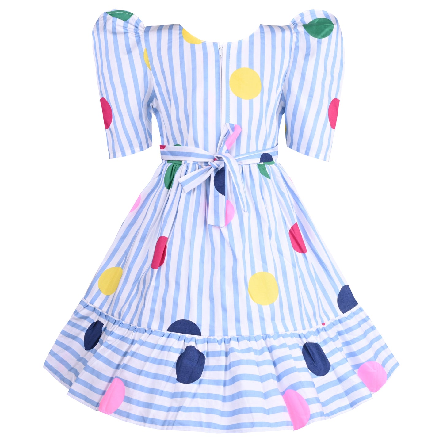 Girls Striped Fit and Flare Frock Dress