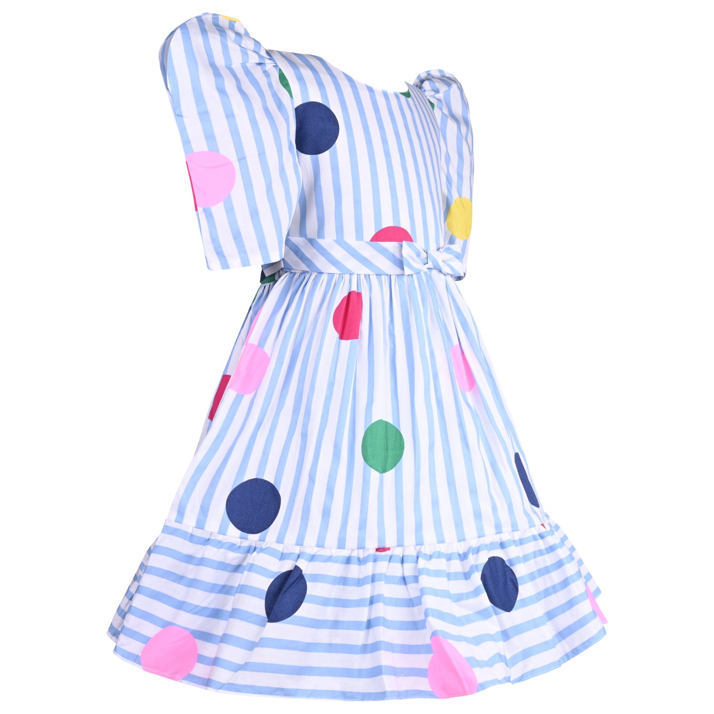 Girls Striped Fit and Flare Frock Dress