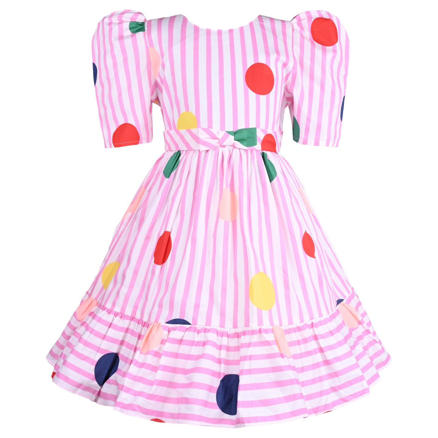 Girls Striped Fit and Flare Frock Dress