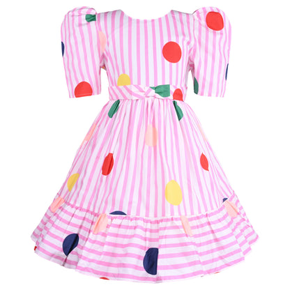 Girls Striped Fit and Flare Frock Dress