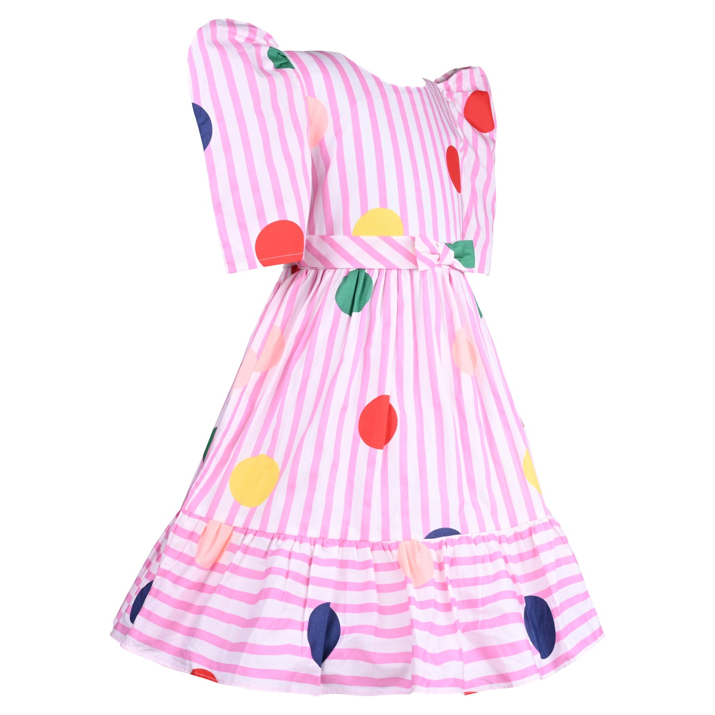 Girls Striped Fit and Flare Frock Dress