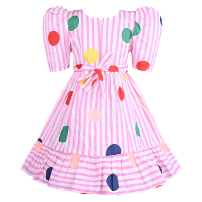Girls Striped Fit and Flare Frock Dress