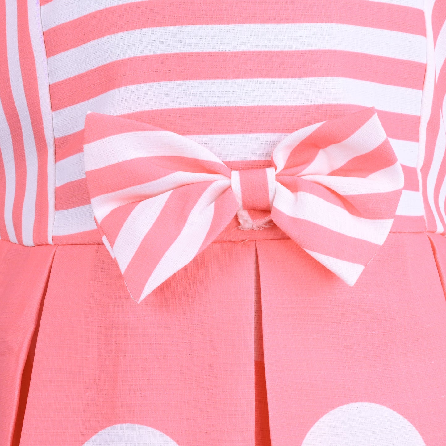 Girls Striped and Polka Print Fit and Flare Frock Dress