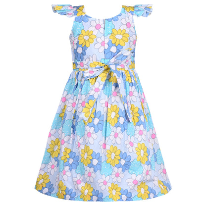 Girls Floral Print A-Line Frock Dress