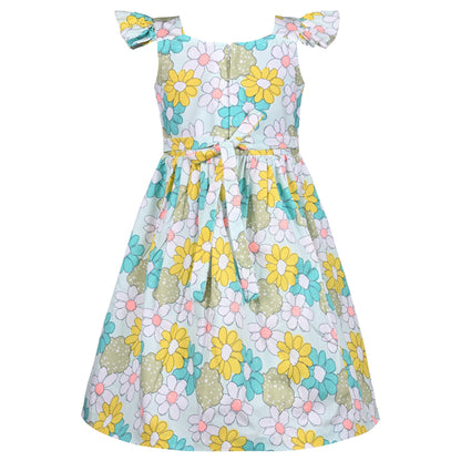 Girls Floral Print A-Line Frock Dress