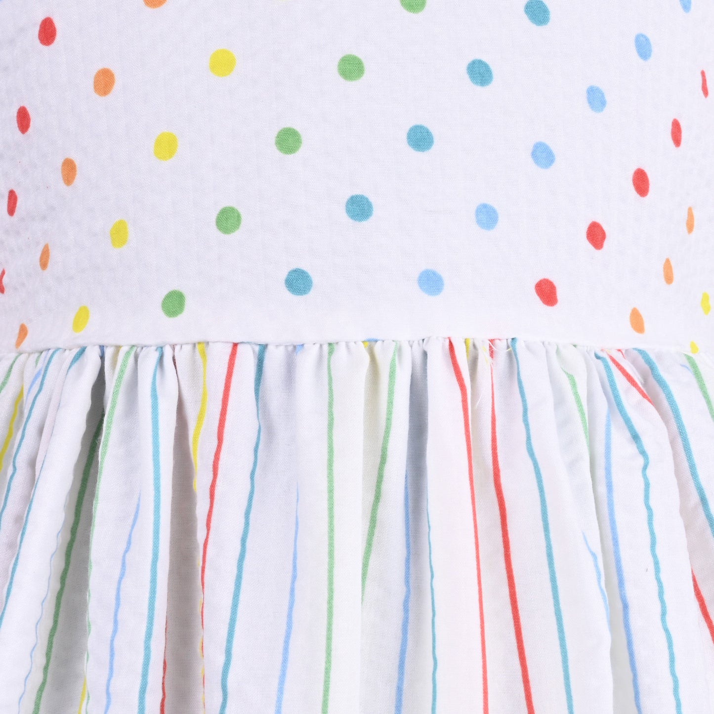 Girls Polka Print and Striped A-Line Frock Dress