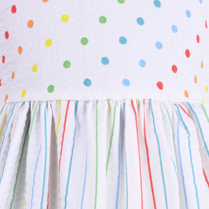 Girls Polka Print and Striped A-Line Frock Dress