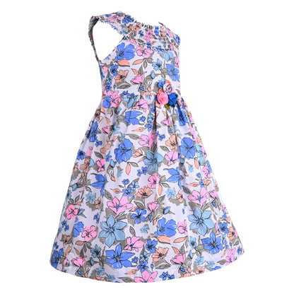 Girls Floral Print A-Line Frock Dress
