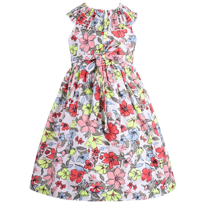 Girls Floral Print A-Line Frock Dress