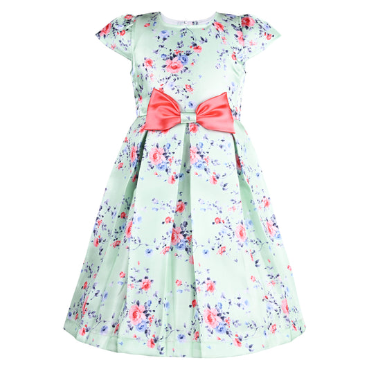 Girls Floral Print A-Line Frock Dress