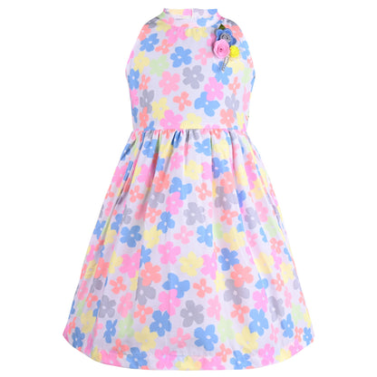 Girls Pastel Floral Print Summer Dress