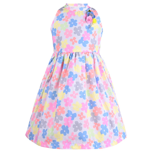 Girls Pastel Floral Print Summer Dress
