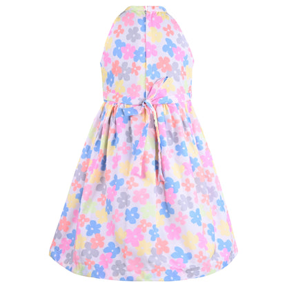 Girls Pastel Floral Print Summer Dress