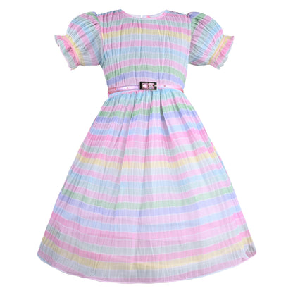 Girls Striped A-Line Frock Dress