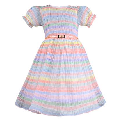 Girls Striped A-Line Frock Dress